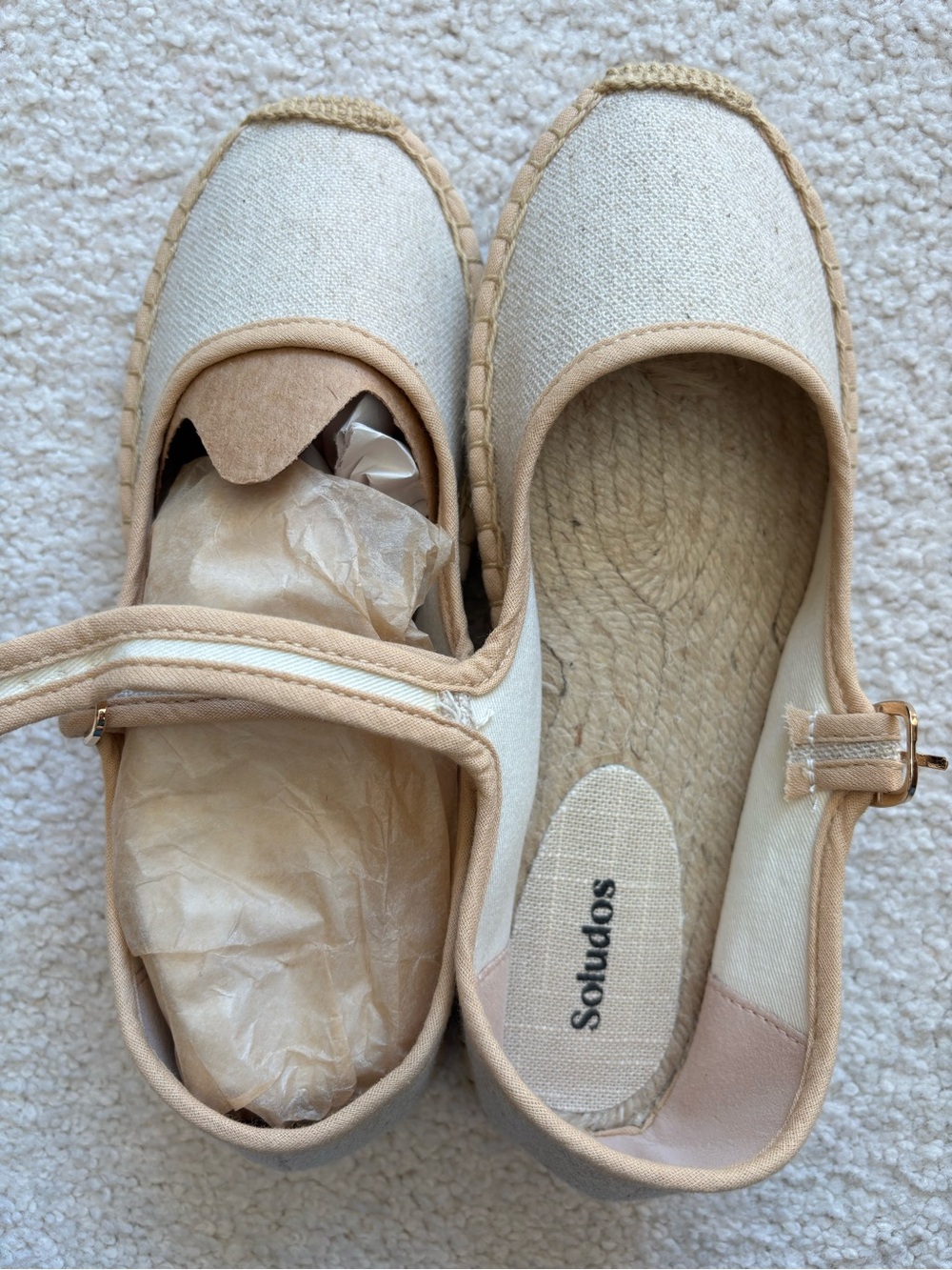 Soludos Neutral Canvas Mary Jane Espadrille Flats